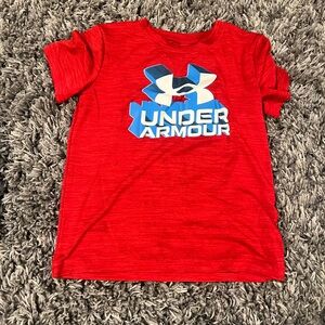 Under Armour Kids Red Tee with Blue Logo